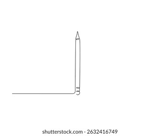 Ilustração do desenho do contorno do lápis. Desenho de linha contínua de volta para o vetor da escola