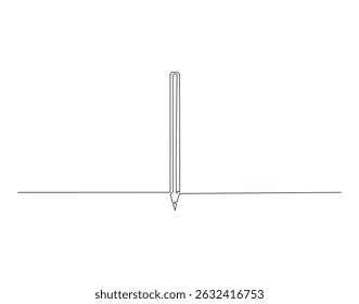 Pencil outline drawing illustration. Continuous line draw of back to school vector