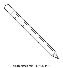Pencil outline icon isolated on white background. Vector illustration for any design.