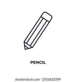 pencil outline icon. Linear vector from education concept. Thin line pencil icon isolated on white background