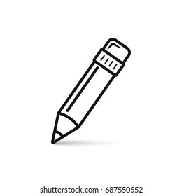 Pencil outline icon. Vector isolated simple line pencil symbol.