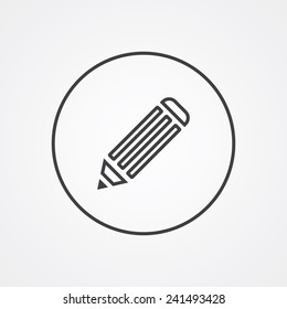 pencil outline thin symbol, dark on white background, logo editable, creative template 