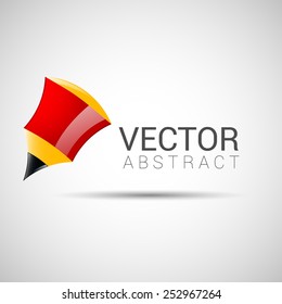 pencil outline thin symbol, red on gray background, logo editable, creative template