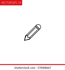 Pencil Outline Vector Icon.
