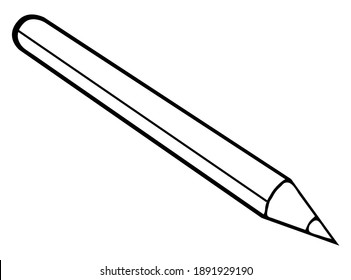 Pencil Outline Vector Illustration,isolated On White Background,top View