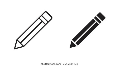 Pencil outlined and solid icon vector collection.