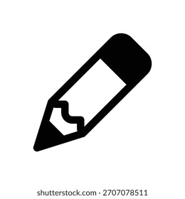 Pencil. Outlined stroke vector icon with black-filled details.