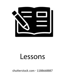 Pencil over opened notebook denoting icon for creative writing