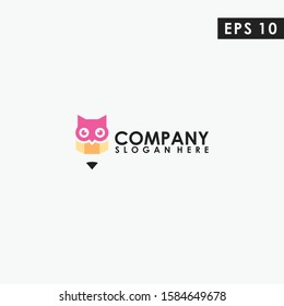 Pencil Of Owl Logo Design Vector Template. Modern Design. Vector Illustration