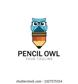 Pencil Owl Mascot Logo Design