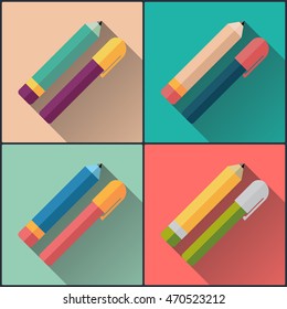 pencil pack flat icon