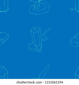 Pencil and paint brush seamless pattern. Hand drawn pencil and brush in paint for drawing.