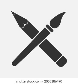 Icono vectorial de pincel y pincel aislado en fondo blanco. Símbolo de arte.
