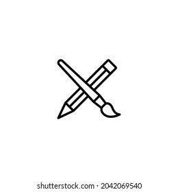 Lápiz con icono de pincel, vector de icono de arte
