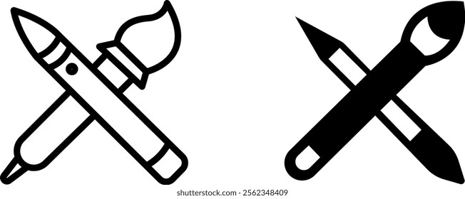 "Pencil and Paintbrush Icon - Creative Art and Drawing Symbol"