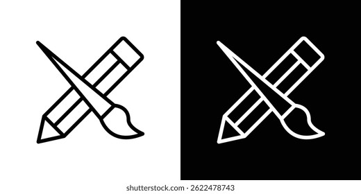 ícone de pincel de lápis forma gráfico simples clipart símbolo. linha fina contorno arte