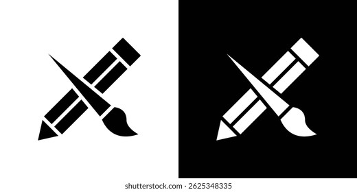 Lápis pincel ícone vetor de linha simples. Símbolo, logotipo.