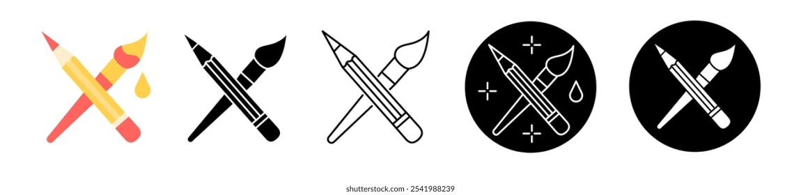 Pencil paintbrush line vector icon