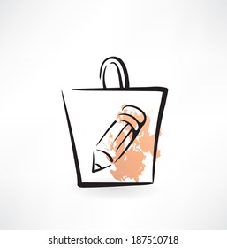 pencil in a paper bag grunge icon