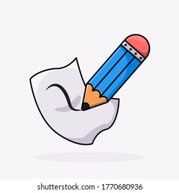 pencil and paper in cute illustration