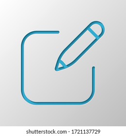 Pencil and paper, edit text, create file, new document, outline design. Paper design. Cutted symbol with shadow