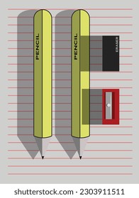 pencil paper erase and sharpener
