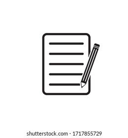 Pencil With Paper Icon, Article Write Icon, Contract Vector Icon