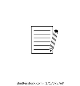 Pencil with paper icon, article write icon, contract vector icon