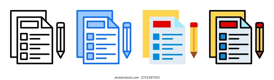Conjunto de Colección de iconos de lápiz y papel Estilo múltiple