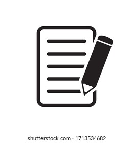 Pencil With Paper Icon, Contract Vector Icon