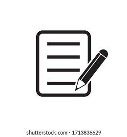 Pencil with paper icon, Contract vector icon