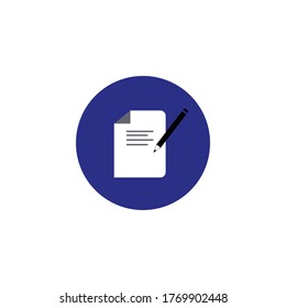 Icono de lápiz con papel, icono de vector de contrato