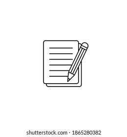 Icono de lápiz con papel, icono de vector de contrato