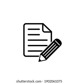 Pencil With Paper Icon, Contract Vector Icon