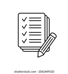 Pencil with paper icon, Contract vector icon