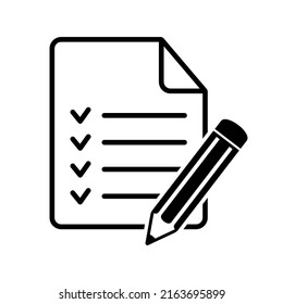 Icono de lápiz con papel, icono de vector de contrato