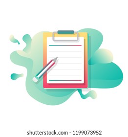 pencil and paper icon flat with fluid shapes background vector design. 
