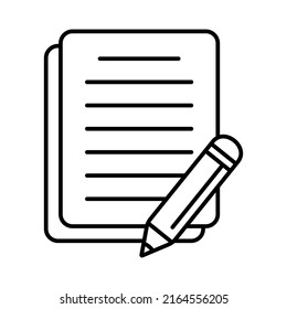 Pencil with paper icon, Notes icon (sheet and pen). Contract vector icon.