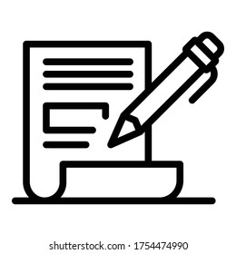 Pencil and paper icon. Outline pencil and paper vector icon for web design isolated on white background