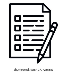 Pencil paper icon. Outline pencil paper vector icon for web design isolated on white background