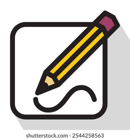 Icono de lápiz y papel simple, Ilustración vectorial 