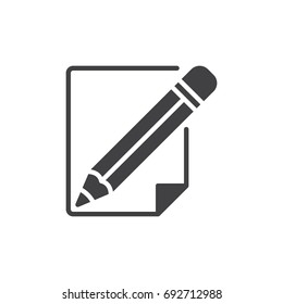 Pencil and paper icon vector, filled flat sign, solid pictogram isolated on white. Write, edit symbol, logo illustration. Pixel perfect vector graphics