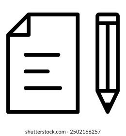 Pencil and paper icon. Writing icon. Icon about writing