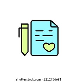 Lápiz con icono de línea de papel. Ilustración de elemento simple. Lápiz con diseño de símbolos de contorno de concepto de papel.
