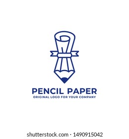 Pencil and paper logo. Creative pencil logo design inspiration can be used as symbols, brand identity, company logo, icons, or others. Color and text can be changed according to your need.