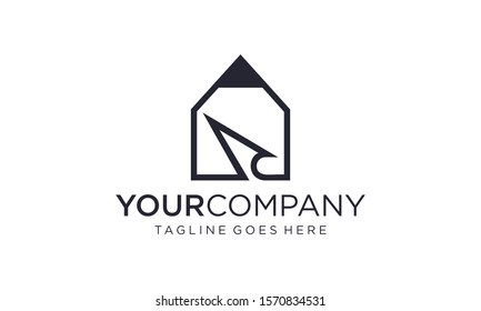 Pencil and paper logo design concept on white background