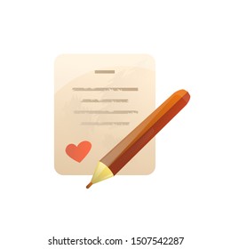 Pencil and paper. Poetry vector icon