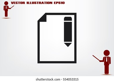 pencil paper sheet vector icon