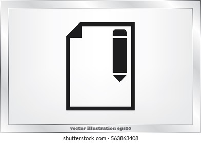 pencil paper sheet vector icon