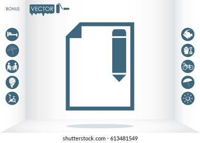 pencil paper sheet vector icon